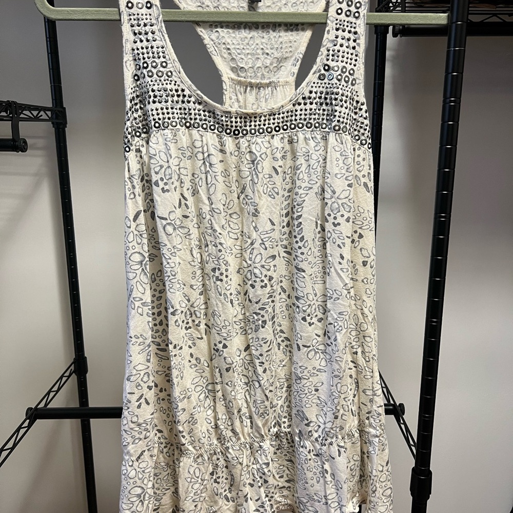 Express Cream and Gray Textured Top